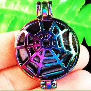 New Carved Rainbow Hematite Spider Web Open Pendant.